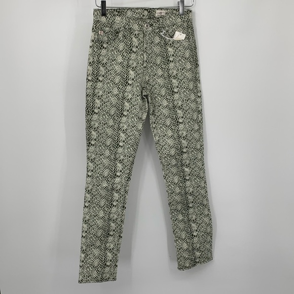 AG Adriano Goldschmied Mari jeans denim snake print hi rise straight leg new 26 - Picture 2 of 6